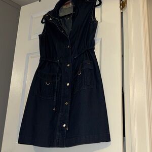 Point Zero Navy Button-Up Dress